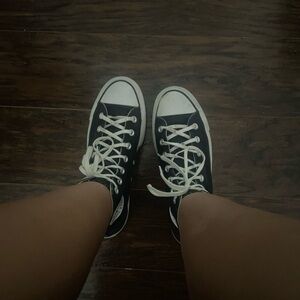 black platformed chuck taylor converse, worn a few times but in good condition.